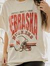 Nebraska Established Date Helmet Off White Thrifted Tee