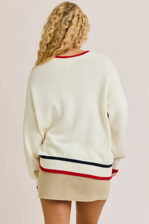 "America" Graphic Long Sleeve Crew Neck Sweater