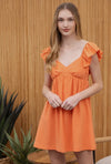 Ellie Empire Waist Mini Dress in Orange