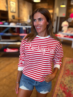 Go Big Red Simple Script Stripe Hi-Dive Sweatshirt