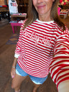 Go Big Red Simple Script Stripe Hi-Dive Sweatshirt