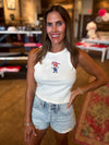 Nebraska Huskers Mascot Flag Off White Micro Cropped Tank