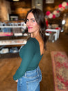 Macy Open Back Bodysuit in Emerald