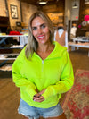 Kenna Hooded Quarter Zip Pullover in Lime
