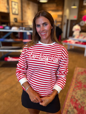 Go Big Red Simple Script Stripe Hi-Dive Sweatshirt