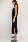 Sandy Ribbed Midi Dress in Black