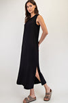 Sandy Ribbed Midi Dress in Black