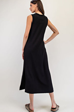 Sandy Ribbed Midi Dress in Black