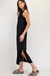 Sandy Ribbed Midi Dress in Black