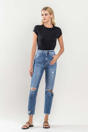 Paris High Rise Distressed Mom Denim