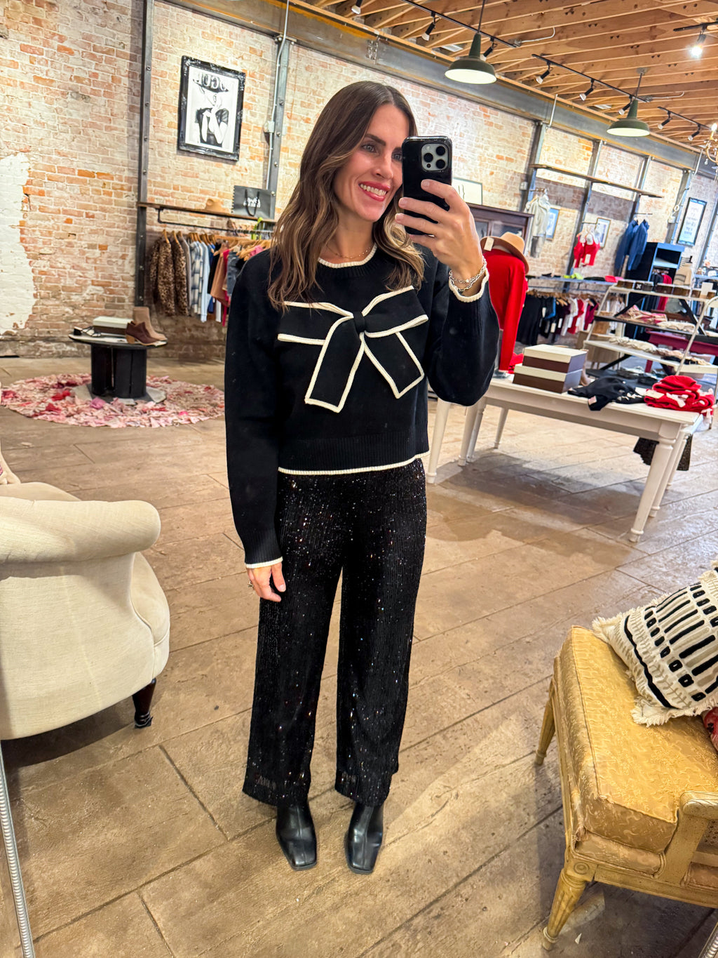 All I Want Bow Sweater in Black