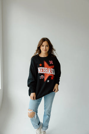 Nebraska Aura Multimedia Oversized Fleece Crew