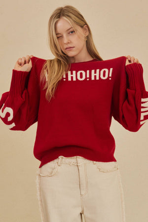 Ho Ho Ho Merry Christmas Sweater in Red