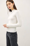 Ribbed Mock Neck Top in Ivory