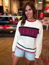 "America" Graphic Long Sleeve Crew Neck Sweater