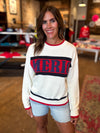 "America" Graphic Long Sleeve Crew Neck Sweater