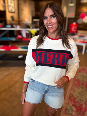 "America" Graphic Long Sleeve Crew Neck Sweater