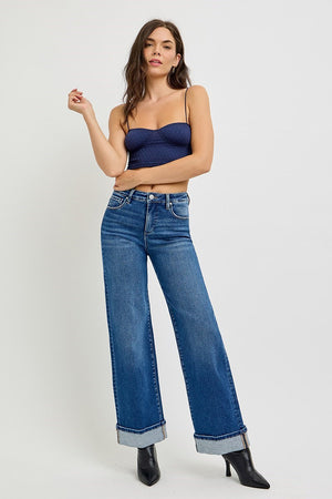 Pennley High Rise Cuffed Wide Jeans