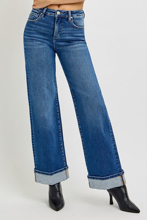 Pennley High Rise Cuffed Wide Jeans