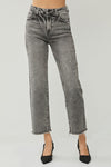 Kayler High Rise Straight Jeans in Acid Black