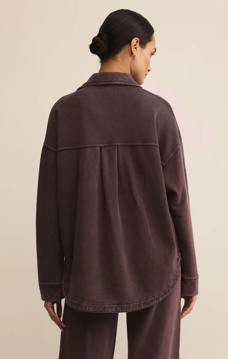 Z Supply All Day Knit Jacket in Chocolate Cherry