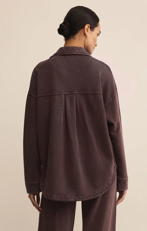 Z Supply All Day Knit Jacket in Chocolate Cherry