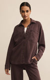 Z Supply All Day Knit Jacket in Chocolate Cherry