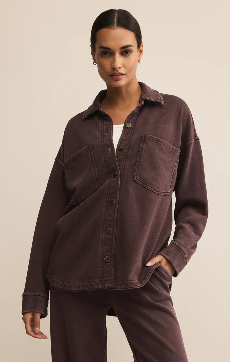 Z Supply All Day Knit Jacket in Chocolate Cherry