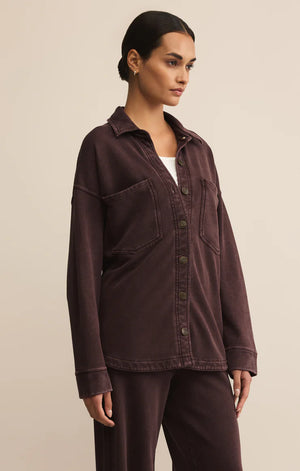 Z Supply All Day Knit Jacket in Chocolate Cherry
