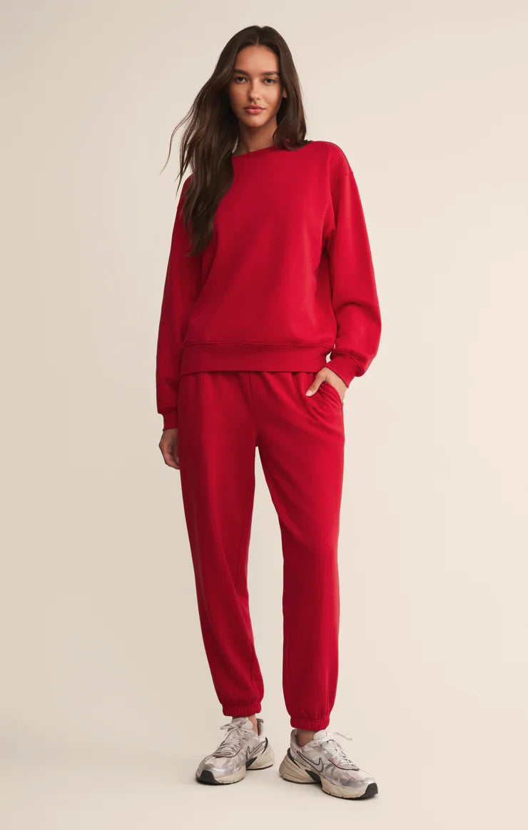 Z Supply Classic Boyfriend Jogger in Festive Red