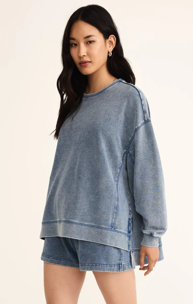 Z Supply Knit Denim Modern Weekender in Medium Indigo