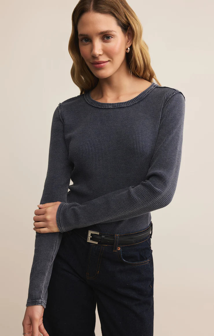 Z Supply Arlet Mini Thermal Top in Blue Sapphire