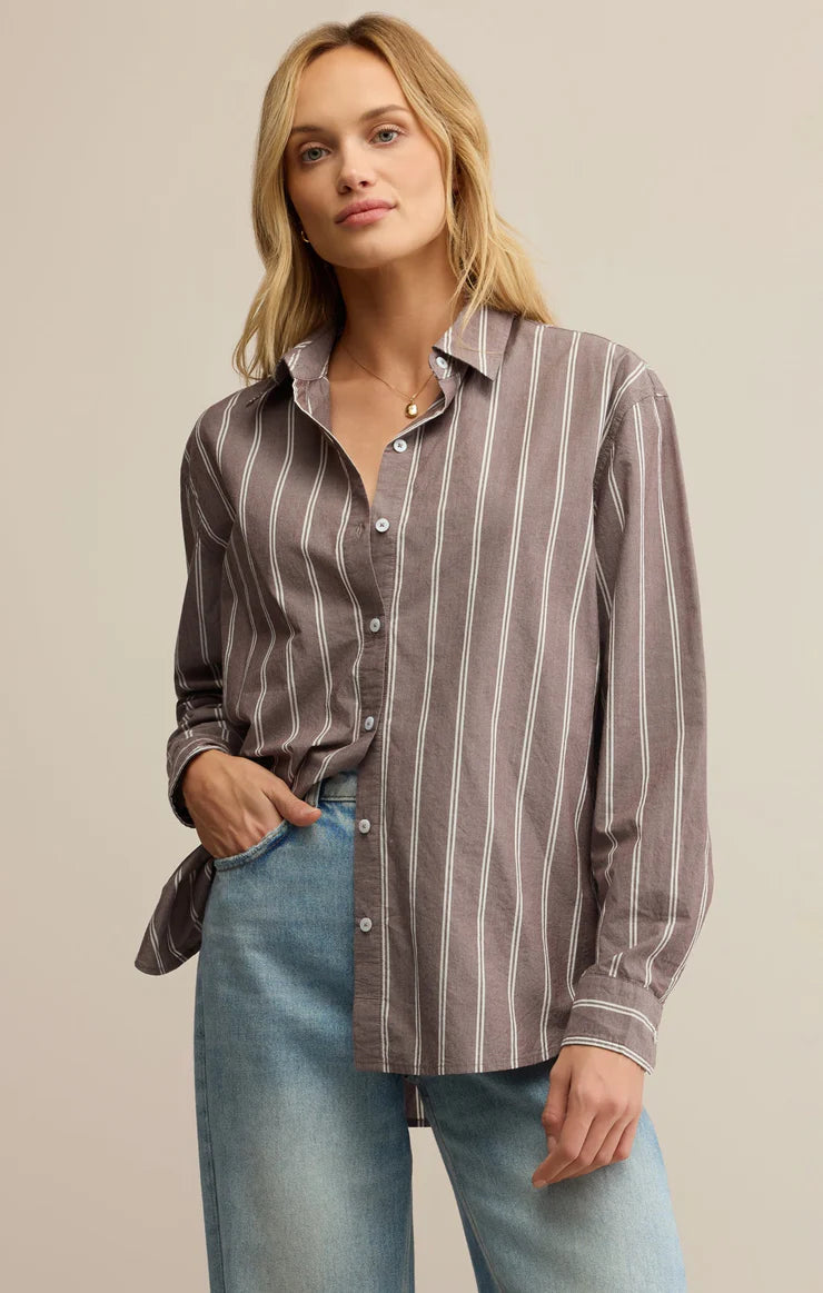 Z Supply Seaport Poplin Striped Shirt