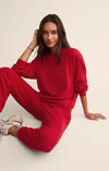 Z Supply Classic Boyfriend Sweatshirt in Festive Red