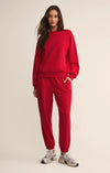 Z Supply Classic Boyfriend Sweatshirt in Festive Red