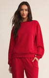 Z Supply Classic Boyfriend Sweatshirt in Festive Red