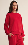 Z Supply Classic Boyfriend Sweatshirt in Festive Red