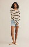 Z Supply Kit Stripe Crochet Sweater in Sea Salt