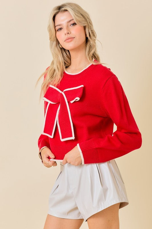 All I Want Bow Sweater in Red