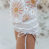 Beige Sun & Daisy Long Sleeve Rash Guard  Youth Swimsuit