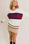 "America" Graphic Long Sleeve Crew Neck Sweater