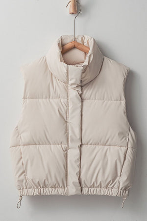 Haven Cropped Puffer Vest in Ivory