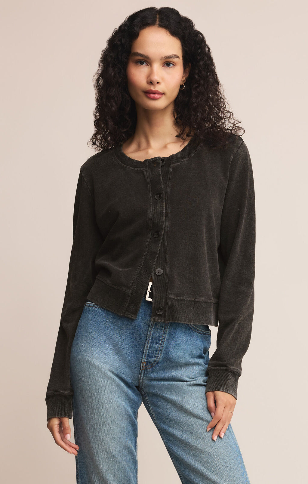 Z Supply All Day Knit Cardigan in Washed Black