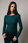 Macy Open Back Bodysuit in Emerald