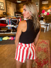 1776 High Rise Red Striped Shorts
