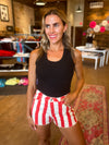 1776 High Rise Red Striped Shorts