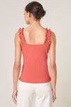 High Roller Ruffle Strap Ribbed Tank in Brick