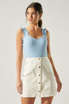 High Roller Ruffle Strap Ribbed Tank in Baby Blue