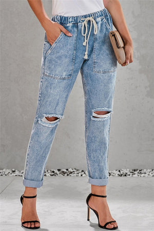 City Girl Distressed Denim Jogger