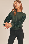 Holidaze Emerald Sequin Sleeve Sweater